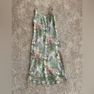 Floral Pastel Slip Dress in Sage Green
